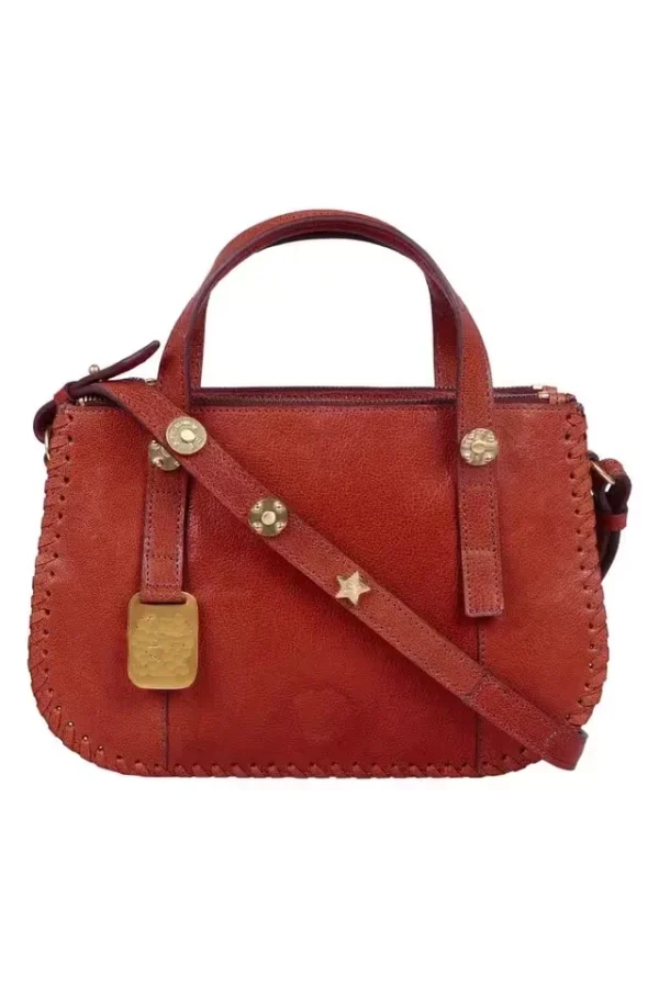 S21HDHOP0214SAT_BROWN Top Zip Closure Leather Womens Casual HandBag