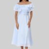 Off Shoulder Blended Fabric Women's Calf Length Dress
