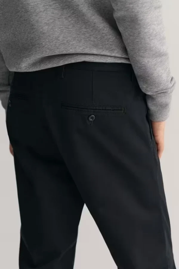 Solid Cotton Blend Slim Fit Men's Casual Wear Black Trousers