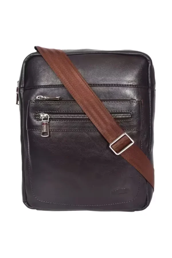 Kaya Solid Pure Leather Zipper Closure Men's Sling Bag